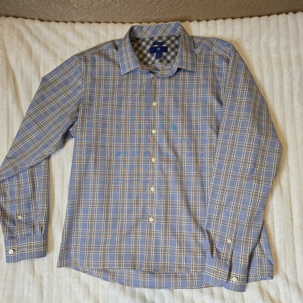 Egara Blue and Gray Plaid Shirt